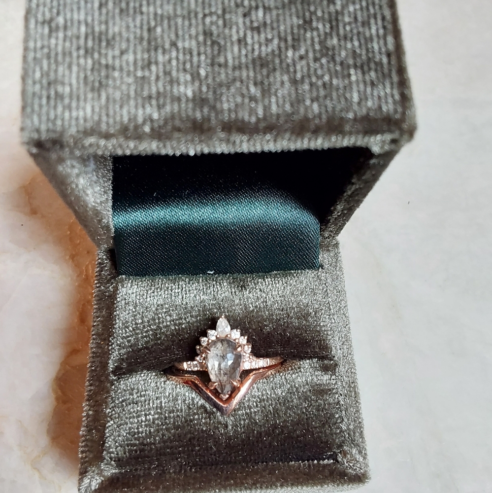 Salt & Pepper Engagement/Wedding Ring Set
